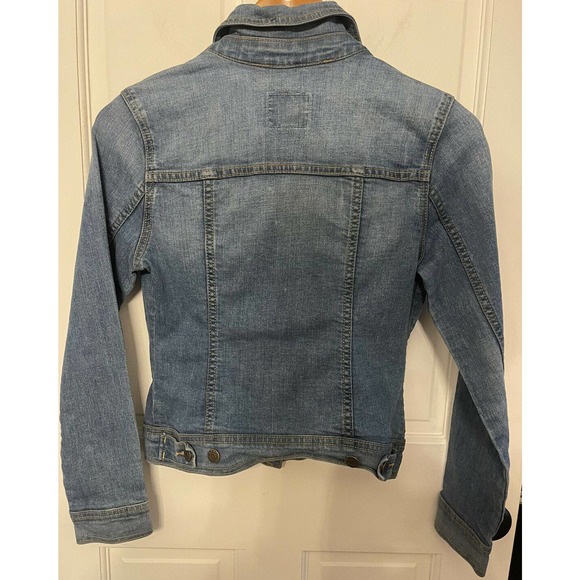 Old Navy Trucker Jean Jacket Sz XS Blue Stretch Denim Light Wash EUC - Picture 2 of 6